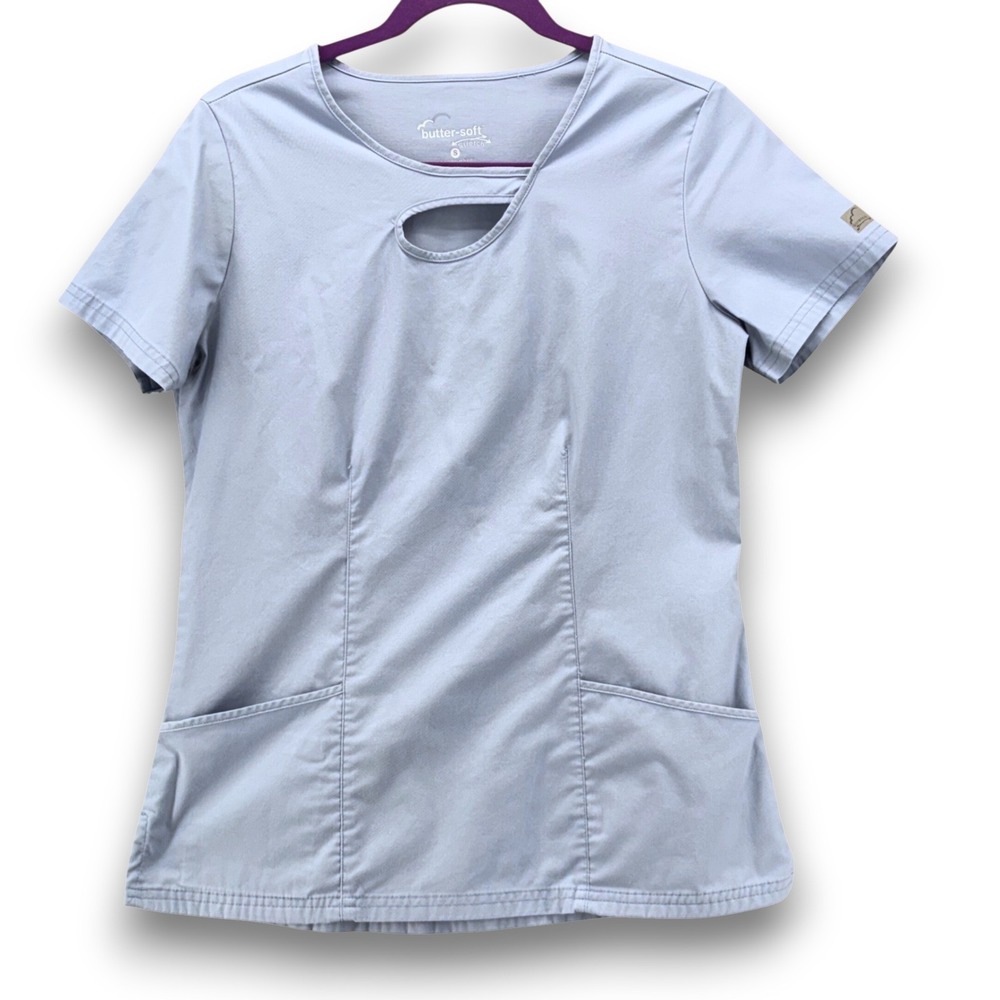 Butter-Soft Scrub Top Baby Blue Small